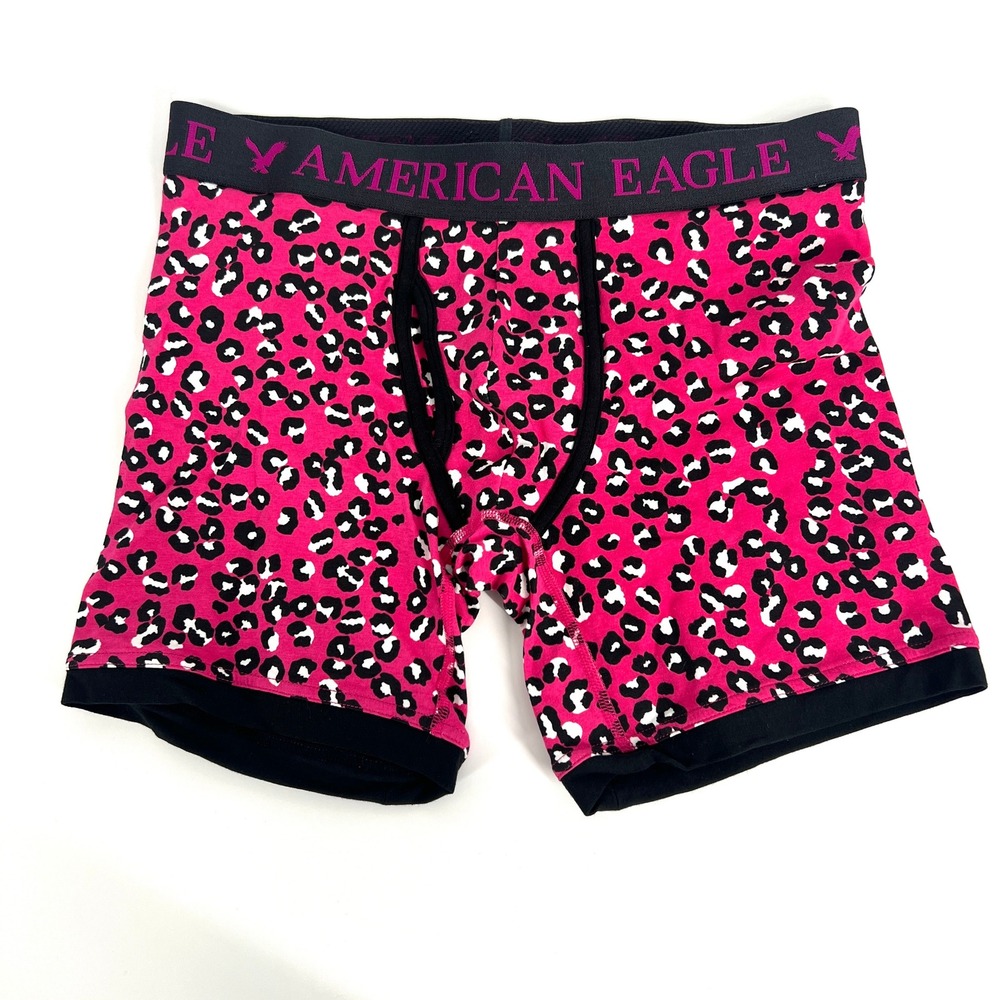 American Eagle Pink Leopard Print Boxer Briefs Mens Small Style 4760 NWT